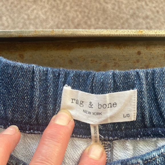 rag & bone Miramar Imitation Denim Print French Terry Shorts w/Side Pockets. Lrg - Picture 2 of 10